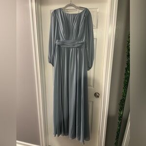 JJ’s House Dusty Blue Chiffon Maxi Dress